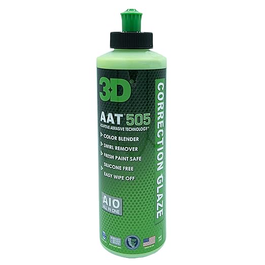 3D AAT 505 Correction Glaze - 8oz - Body Shop Swirl Remover for Freshly Painted Vehicles - Montan UV Protection - Easy Clean Up - Adaptive Abrasive Technology