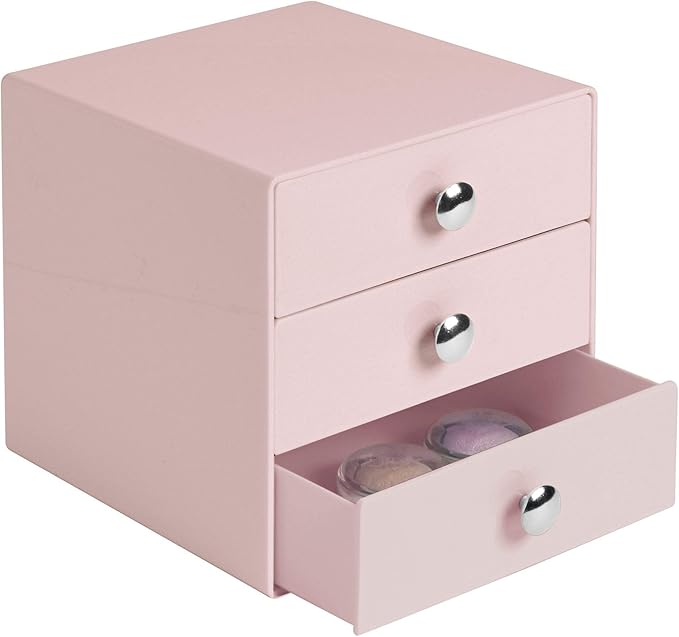 iDesign Plastic 3-Drawer Jewelry Box, Compact Storage Organization Drawers Set for Cosmetics, Dental Supplies, Hair Care, Bat