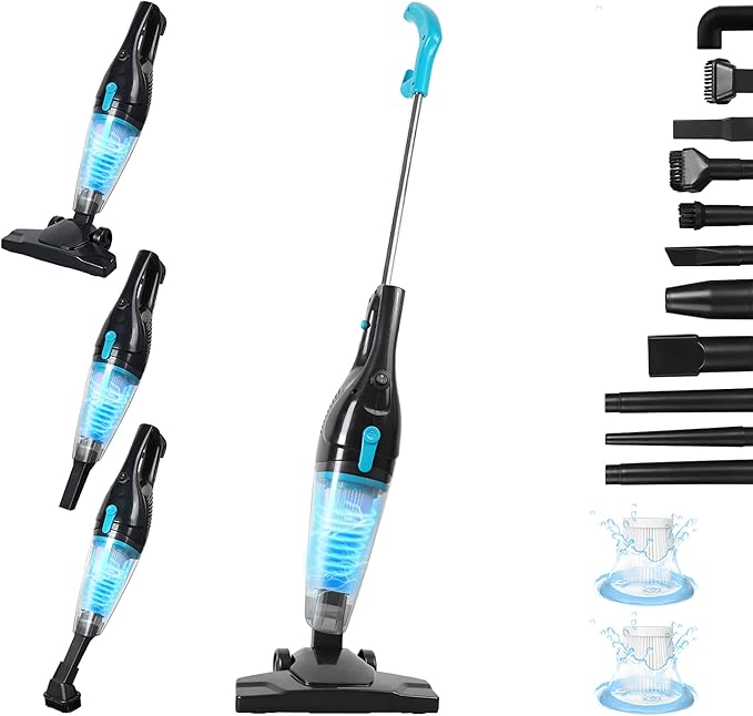 Intercleaner Corded Vacuum Cleaner, 15KPa Powerful Suction with 400W Motor, 12 in 1 Lightweight Bagless Stick Vac with Handhe