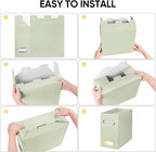 BALEINE File Organizer Box, Cardboard File Folder Organizer with Handle for Letter Size, Portable Collapsible Hanging Filing 