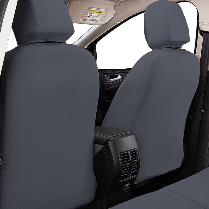 Flying Banner car seat Covers Protects Water Proof Faux Leather Carbon Fiber Front and Rear Bench Split 40/60 50/50 60/40(Gra