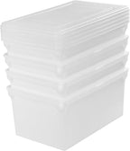 IRIS USA File Box, File Organizer w/Hinged Split Lid for Letter File, Important Document Box, Plastic Storage Filing Bin for 