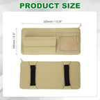 PATIKIL 1 Pcs Car Sun Visor Organizer, 12.8 x 6.5 Inch PU Leather Vehicle Storage Pouch Holder for Sunglasses Card Pen Driver License Car Accessories, Beige