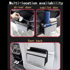 Car Trash Can, Foldable Multifunctional Hanging Storage Box Trash Can with a Roll of Garbage Bag, Multi Pocket Design Suitable for Car, Home and Office (Beige)