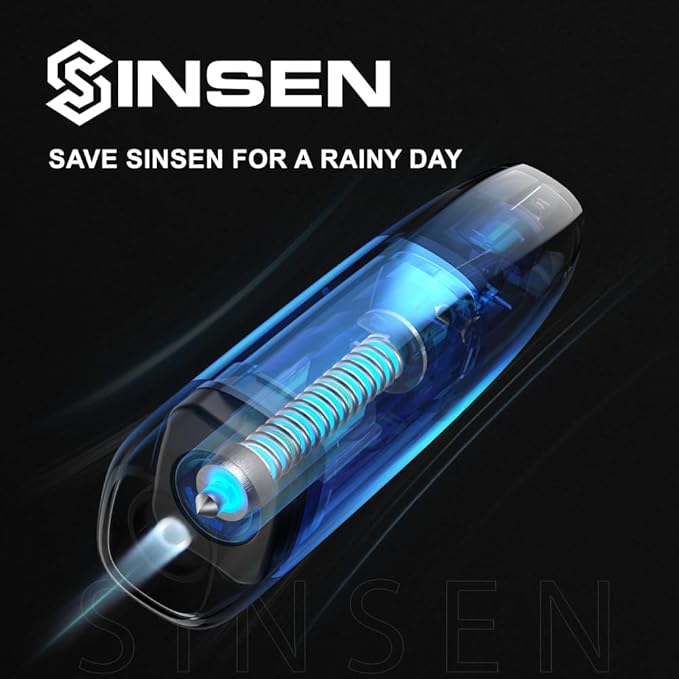 SINSEN Car Window Breaker Seat Belt Cutter Tool, Emergency Safety Hammer Tool to Break Glass, Portable Escape Kit, 2 Pack(Bla