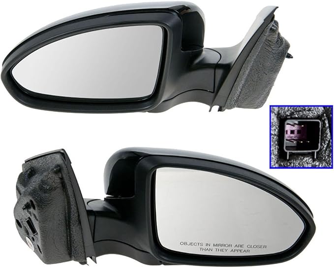 TRQ 2 Piece Driver and Passenger Side Mirror Assembly Set Electric Adjustment Heated No Memory Black Compatible with 2011-201