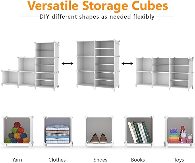 AWTATOS 6 Cube Closet Organizer Storage Shelves Portable Clothes Organizers and Storage Stackable Cubby Shelving for Closet B