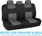 BDK PolyPro Car Seat Covers Full Set in Gray on Black, Front and Rear Split Bench Seat Covers for Cars, Easy to Install Car S
