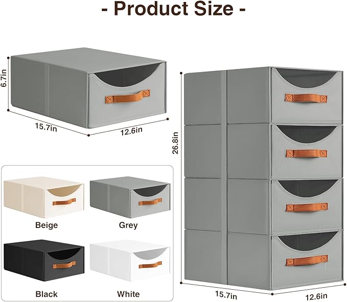 Homsorout Large Closet Organizers - Closet Storage Drawers for Clothes, Fabric Sotrage Bins with Handle, Collapsible Organize