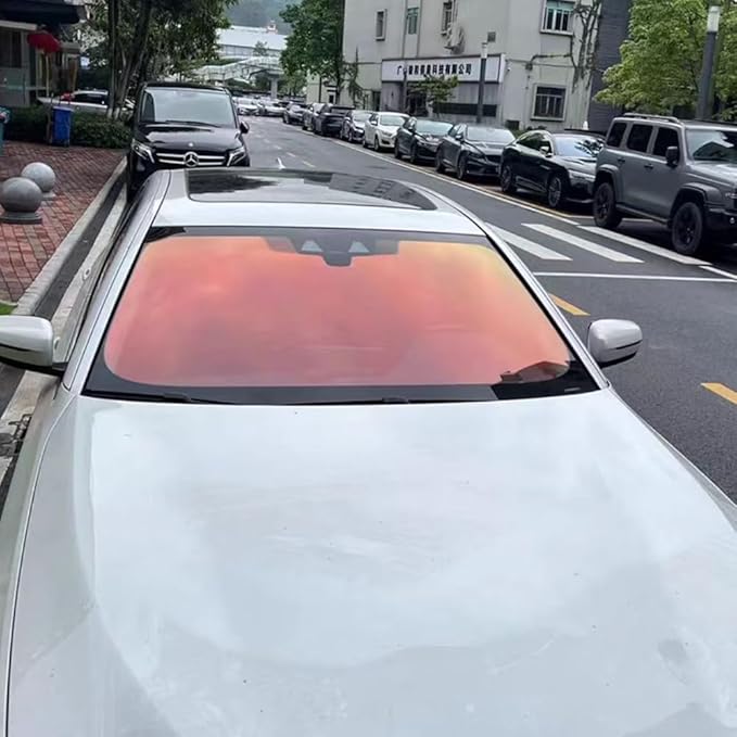 5Ft x 99Ft Chameleon Window Tint for Cars VLT 78% Sunset Orange Red Windshield Car Windows Protection Foils Ceramic Window Tint Film, Auto Tints
