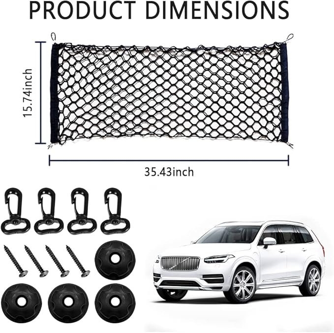 Car Rear Cargo Net with Good Elasticity&Tensile Strength Trunk Organizer for SUV Truck,Ideal Keeps Overlanding Accessories,Car