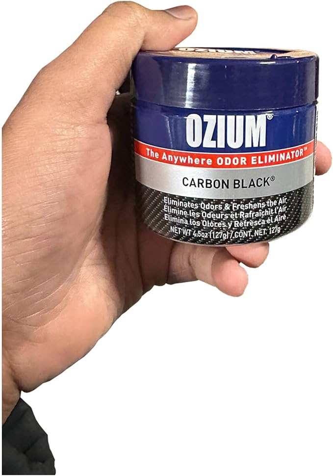 Ozium 4.5 Oz. Odor Eliminating Gel for Homes, Cars, Offices and More (Original + Carbon Black + Outdoor Essence + That New Ca