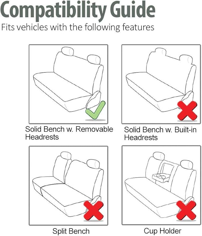FH Group Automotive Rear Car Seat Covers for SUV, Trucks, Sedan and More - Universal Fit Front High Back & Rear Solid Bench D