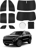 8PCS Window Shades for Jeep Grand Cherokee 2011-2021 Accessories – Full Coverage Sun Shade for Side Windows, Rear Triangular & Windshield – UV Protection & Privacy for Camping, Napping, Relaxing
