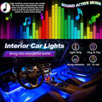 Car LED Strip Lights,72 LED Interior Strip Lights RGB with Smart APP Remote Control,Multicolor Footwell Under Dash Inside Light Kits Music Sync Mode, for Vehicle Internal, SUV, Trucks, 12V