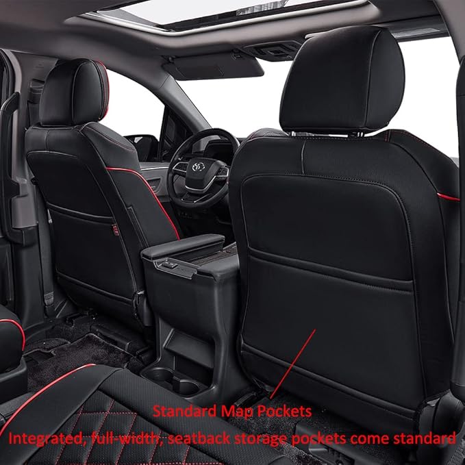 EKR Sienna Seat Covers for 2021-2026 Toyota Sienna XLE,XSE,Limited,Platinum,7 Seats,2nd Row Captain Chairs W/NO Legrest,Leath