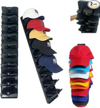 Wall Mounted Hat Rack for Baseball Caps - 2 Packs, 20 Capacity Hat Organizer, Space Saving Hat Storage Rack for Closet, Door,