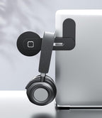 CloudValley Adjustable Laptop Stand, Magnetic Phone Holder, Aluminum Slim Computer Monitor Side Mount Clip for iPhone MagSafe Series & All Phones, Portable Foldable Computer Expansion Bracket, Black
