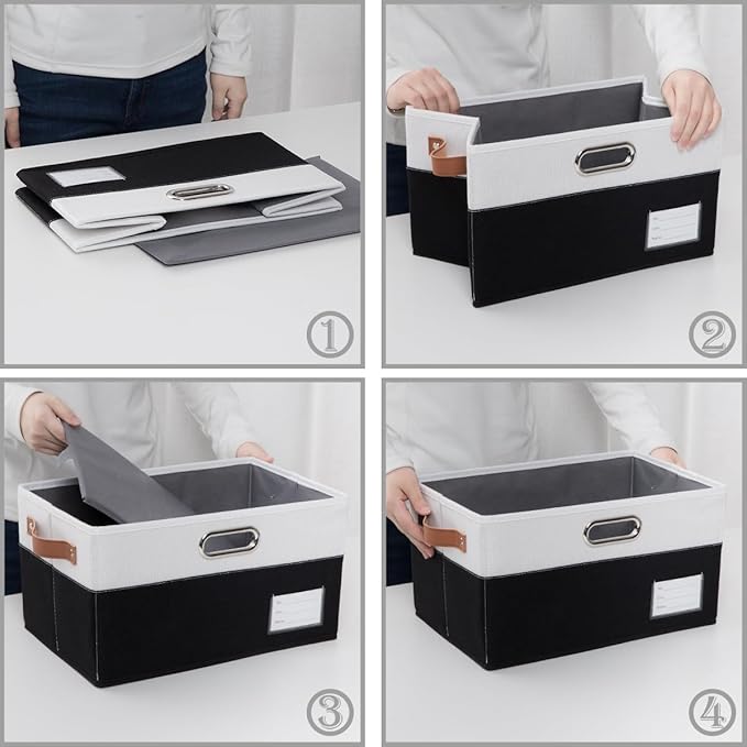 PRANDOM Larger Foldable Storage Bins with Handles [5-Pack] Fabric Collapsible Storage Boxes Baskets Cubes Containers with Han