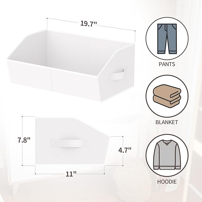 Homsorout Storage Bins for Shelves - Large Trapezoid Closet Shelf Organizer, Fabric Organization Bins with Handles, Storage B