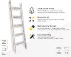 FUIN 5ft (58") Wood Blanket Ladder Living Room Decorative Wall Leaning Farmhouse Quilt Display Holder Wooden Towel Rack for B