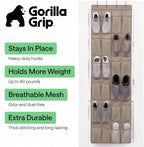 GORILLA GRIP Over the Door Shoe Organizer, 24 Large Breathable Mesh Pockets, Space Saving Hanging Storage Holder, Closet Rack