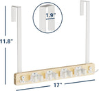 Lorbro Broom Holder Door Mount, Over the Door Broom and Mop Holder with 2 Over Door Hooks, Wood Broom Hanger, Tool Rack Organ