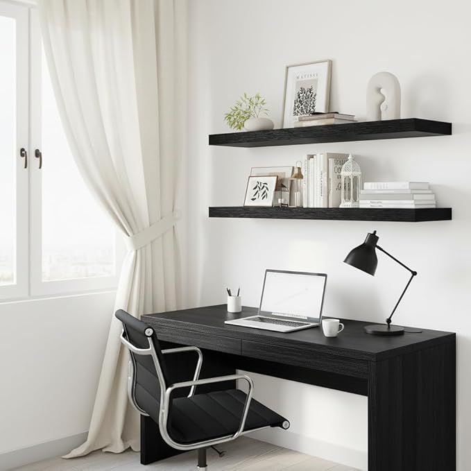 Vivelove 12" Deep Floating Shelves for Wall 36 Inches Long, 2 in Thick Wall Shelves, Shelf for Bedroom, Bathroom, Living Room