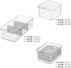 iDesign Crisp 3-Piece Recycled Plastic Refrigerator Organizer Bin Set with Lids, Clear/Gray