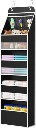 Univivi 5-Shelf Fabric Door Storage Over Door Hanging Organizer with 4 Large Pockets and 3 Small PVC Pockets Nursery Closet C