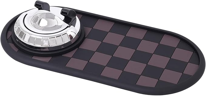 Car Dashboard Mat Kit: 360° Rotating Phone Holder, Parking Number Plate, Universal Anti-Slip Organizer Pad (Moonlight Silver)