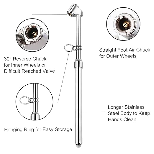 ATsafepro Semi Truck Tire Pressure Gauge, Heavy Duty Tire Gauge Range to 150PSI/10Bar,Dual Head Air Pressure Gauge for RV, Semi, Truck,SUV and Car(Pack of 12)