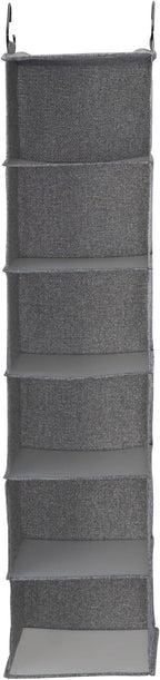 Household Essentials 6 Shelf Hanging Closet Organizer, Hanging Closet Shelf, Fabric Poly Linen and PEVA Shelving