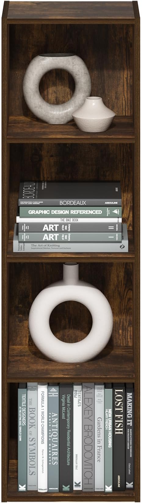 Furinno PASIR Book Shelf, 4-Tier Modern Bookshelf, Open Shelves Bookcase 9 x 12 x 42, Easy Assembly, for Living Room, Bedroom