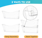 EASEPRES 8 Pack Clear Single Pocket Hanging File Organizer, Plastic Wall Mount Paper Mails Magazines Holder, Mounted Folder B