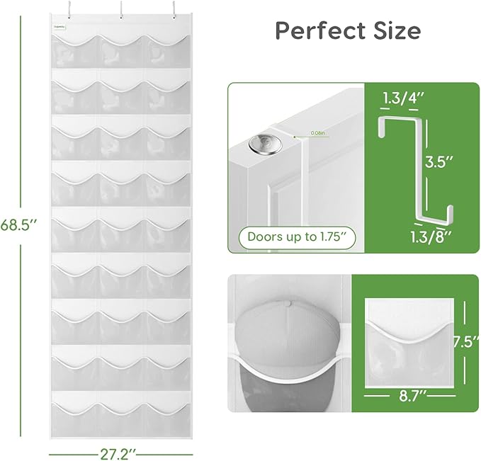 Unjumbly Baseball Hat Rack, 27 Pocket Over-The-Door Hat Organizer with Clear Deep Pockets to Display Baseball Caps Collection