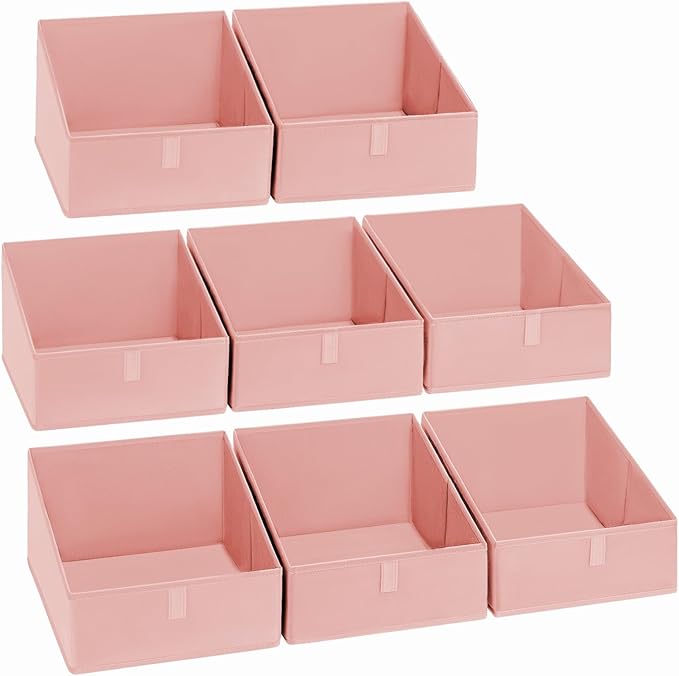 DIMJ Closet Storage Bins 8 Pack - Fabric Trapezoid Closet Organizer Bin, Foldable Storage Baskets for Shelves, Closet Shelf O