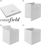 Casafield Set of 6 Collapsible Fabric Cube Storage Bins, White - 13" Foldable Cloth Baskets for Shelves, Cubby Organizers & M