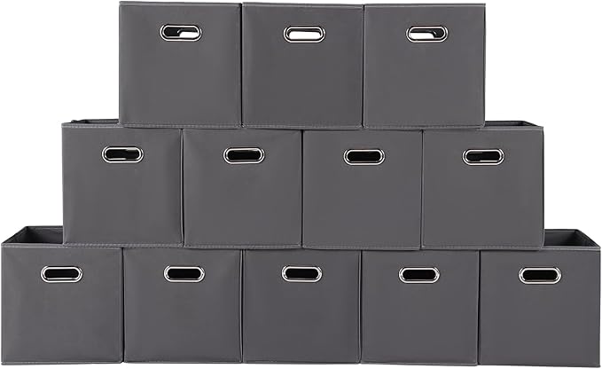 Fabric storage bins Cubes, Fabric Cube Organizer with Handle, Foldable Cube Bins for Cloth or Accessary Storage, 11x11x11, Se