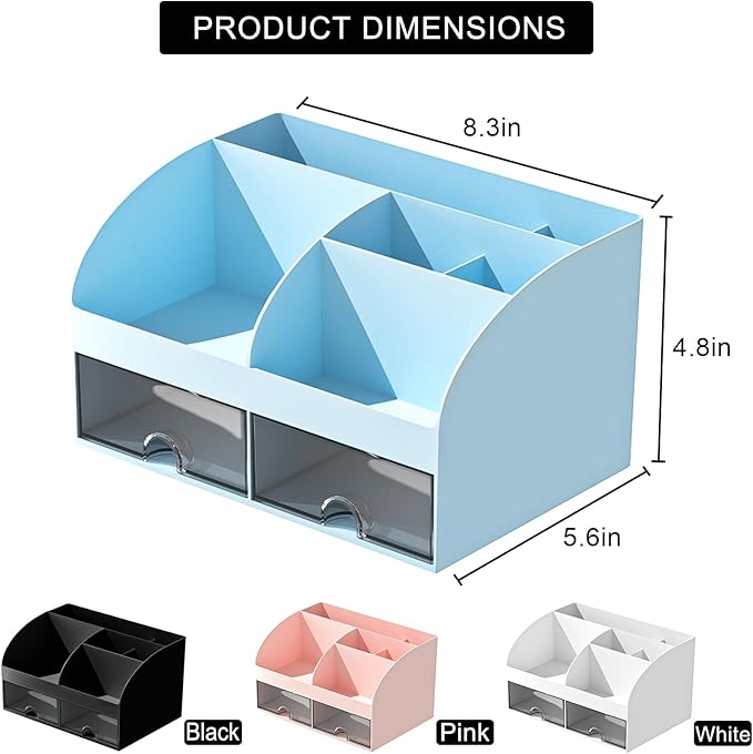 Makeup Organizer with Drawers, Cosmetic Storage for Dresser Vanity and Bathroom Countertop, Beauty Holder for Lipstick Brush,