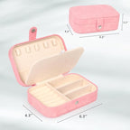 Hatori Travel Jewelry Box, PU Leather Small Jewelry Organizer for Women Girls, Portable Mini Travel Case Display Storage Hold