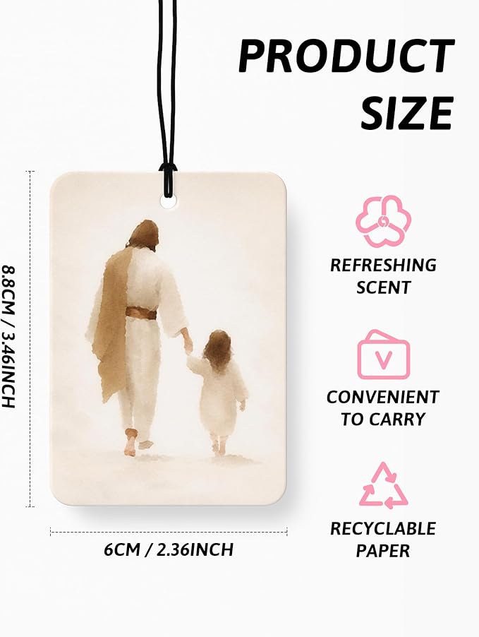Jesus Air Freshener 4 Pcs, Neutral Christian Jesus Sheep Girl Bible Verse Hanging Air Freshener for Cars Closet Drawer Books,