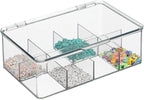 mDesign Plastic Divided First Aid Storage Box Kit with Hinge Lid for Bathroom, Kitchen, Cabinet, Closet - Organize Medicine, 