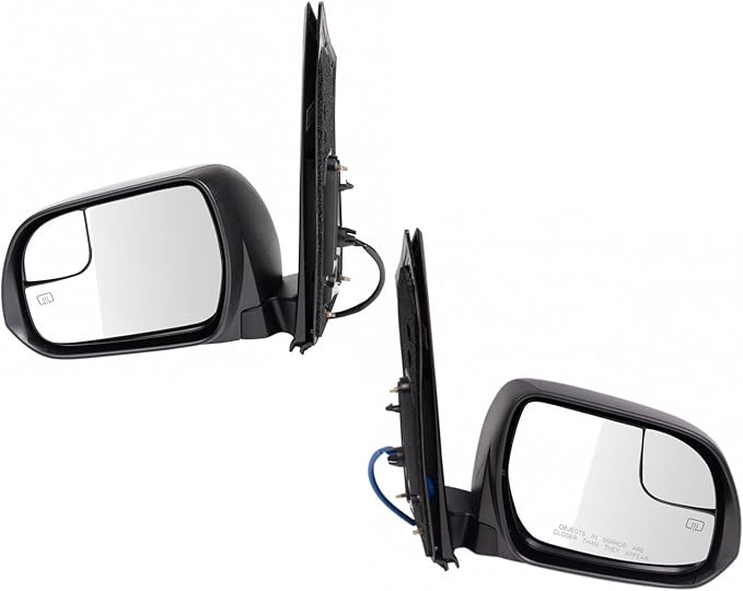 TRQ 2 Piece Driver and Passenger Side Mirror Assembly Set Electric Adjustment Heated No Memory Black Compatible with 2015-201