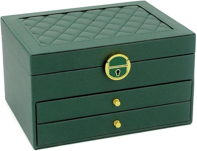 KOOAAICCHI Jewelry Box for Women, 3-Layer Jewelry Organizer, Jewelry Storage Case PU Leather for Earrings, Bracelets, Ring, N