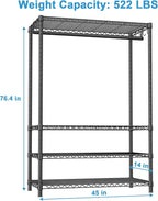 Ulif H4 Plus Portable Closets, 4-Tier Clothes Garment Rack for Bedroom and Cloakroom, Metal Clothing Storage and Organizer Wa