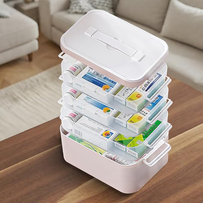 4-Tier Medicine Cabinet Organizer，Portable Medicine Cabinet with Handle, Empty First Aid Kit for Home,Multi-Purpose Organizer