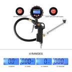 CZC AUTO Digital Tire Inflator Pressure Gauge, LED Display Tyre Deflator Gage with Dual Head Chuck Rubber Hose MNPT Fitting, Compatible with Air Pump Compressor for Truck RV Car Motorcycle Bike Bus