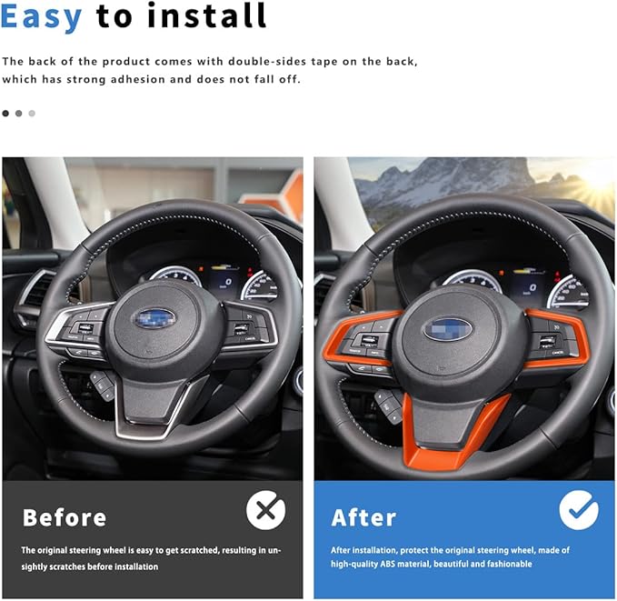 Auovo Steering Wheel Cover Trims for Subaru Crosstreck Outback Legacy Accessories 2018-2025 2026 Steering Wheel Panel Frame Covers for Subaru Impreza 2017-2026/19-26 Forester/Ascent 2018-2026 (Orange)