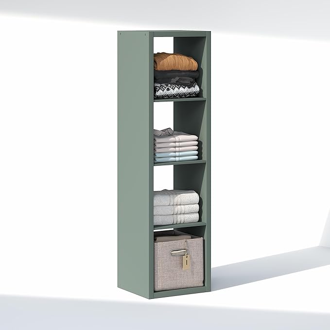 Furinno Cubic Closet Organizers and Storage, 4-Cube Closet Organizer, Vertical Open Shelf Closet Storage, Extra Thick Frame f